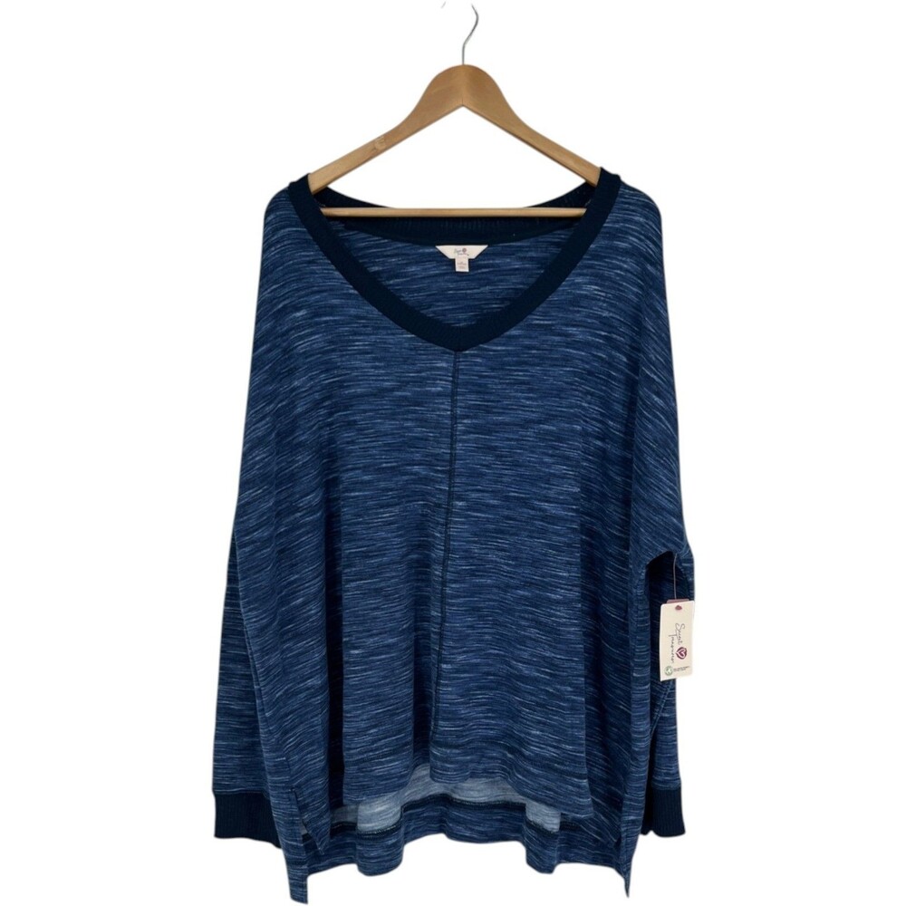 Secret Treasures Top Women's Size 3X Blue Space Dye Loungewear Cozy Comfy Soft